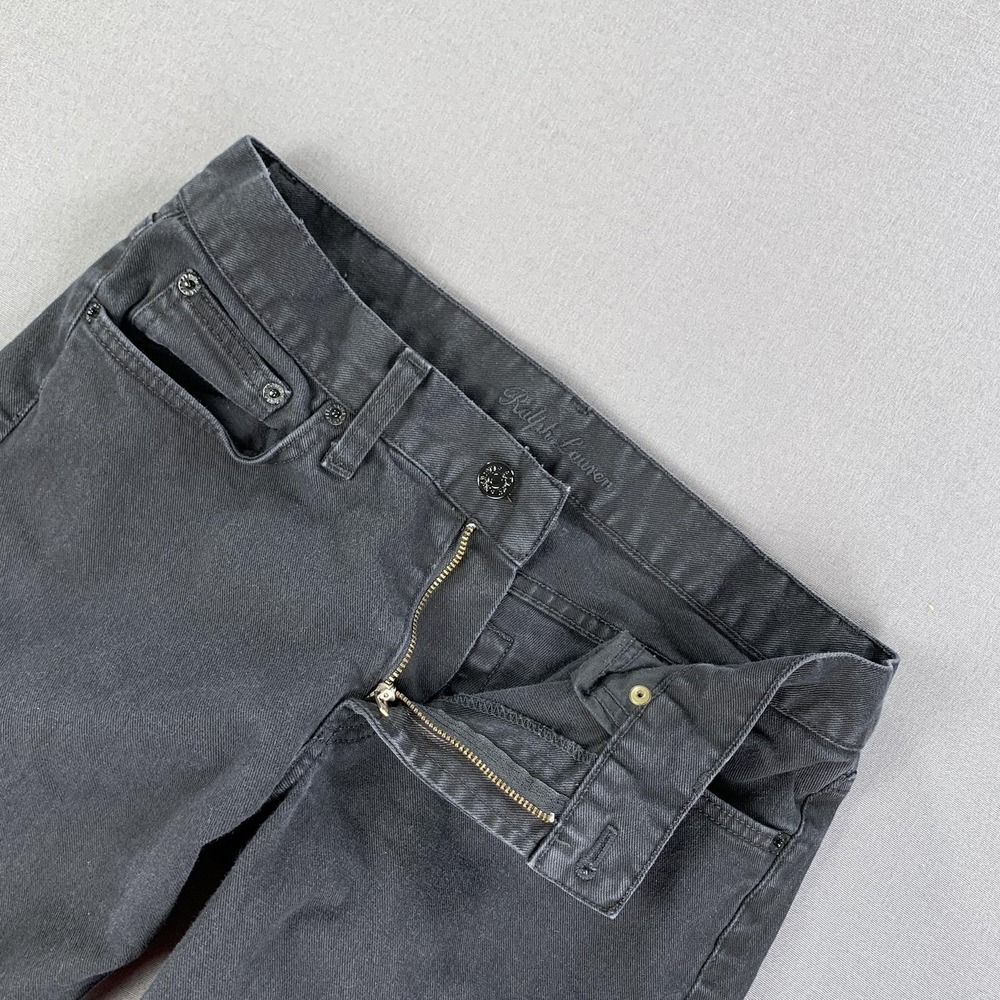 Ralph Lauren Jeans Womens 30x27 Black Straight Stretch Polo Big Pony Logo USA - Picture 7 of 16